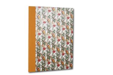 Preview: Orangefarbene Mappe "Perugia", italienisches Papier vergoldet